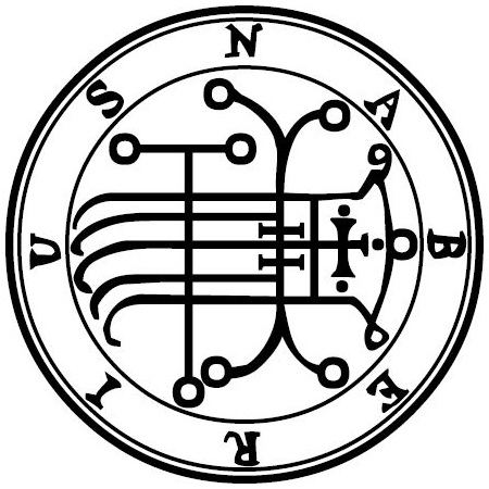 Traditional seal of Naberius (Mathers/Crowley Goetia, 1904)