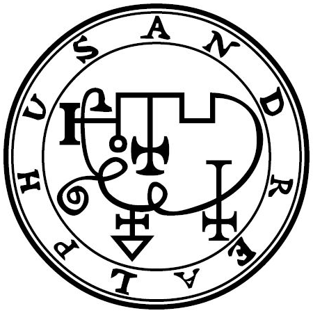 Traditional seal of Andrealphus (Mathers/Crowley Goetia, 1904)